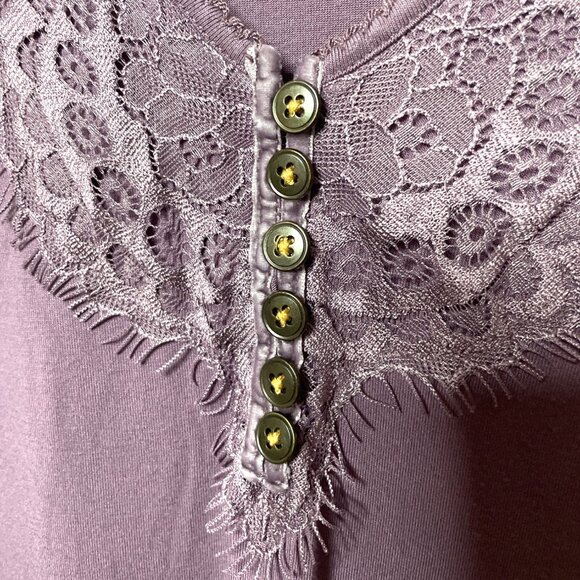 Matilda Jane Purple Peplum Tunic Top Button Lace Detail Long Sleeve Women's Sz L - Picture 4 of 7
